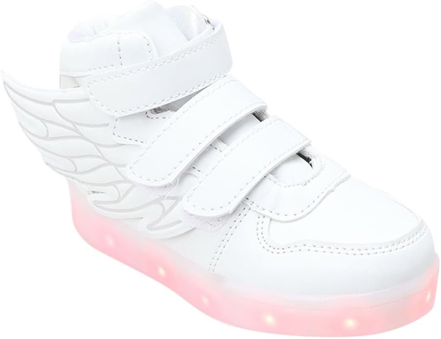 Hopscotch Boys and Girls White Wings High Top USB Rechargeable LED Sneakers