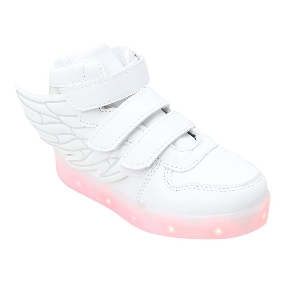 Hopscotch Boys and Girls White Wings High Top USB Rechargeable LED Sneakers