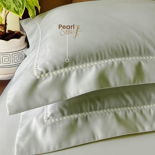 Image of BOUTIQUE LIVING Infinity 100% Egyptian Cotton 1000 TC Silver King with 4 Pillow Covers (Pearl Stitched)