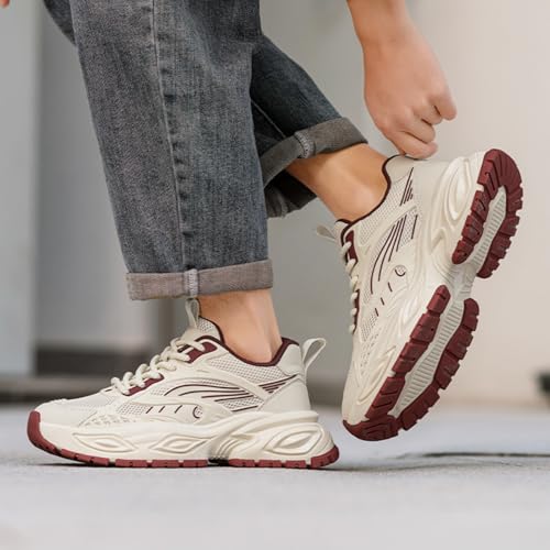 Image of Stylish and Durable Casual Mesh Walking Shoes for Men Chunky Platform Sneakers with Breathable Lace - Up Dad Style Footwear Ideal for Work Workout and Everyday Use