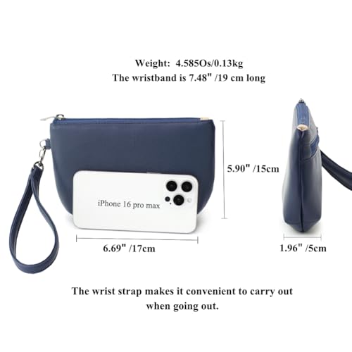 Image of Small Wristlet Wallets for Women, Zip Clutch Bag with Wristlet Pouch, 3-Zipper Original Design