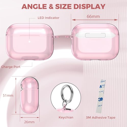 Image of OTOPO for Airpods Pro 3 Case Clear with Cleaning Kit 2025, Soft TPU Transparent Apple AirPods Pro 3rd Generation Protective Cover Skin Women Men for iPod Pro3 Case -Clear Pink