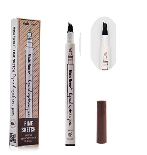 Eyebrow Tattoo Pen, NVYUE Waterproof Microblading Eyebrow Pen with a Micro-Fork Tip Applicator Creates Natural Looking Brows (Brown)