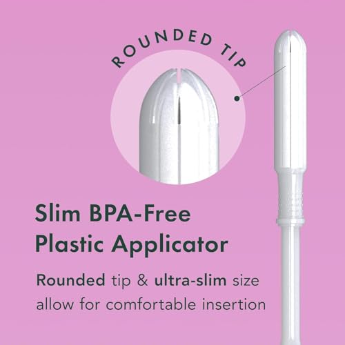 Image of Rael Slim Applicator Tampons with Organic Cotton Core (36 Ct, Super) | Period Tampons for Women, Super Absorbency, BPA-Free, Chlorine-Free, Leak Locker Technology, Unscented, Period Essentials
