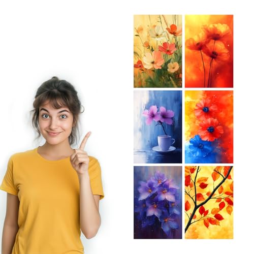 Image of SiddArtify Floral Watercolor Wall Art Prints Set - Botanical Flower Poster Decor for Living Room Bedroom - 12x18 inch Board Pack of 6