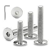 Ezitruz Flachkopfschrauben M8x60 mm Schrauben Edelstahl A2 V2A Linsenkopfschrauben Innensechskant 12 Stück Möbelschrauben Vollgewinde Maschinenschrauben für Möbel Haushalt Bauwesen Reparieren