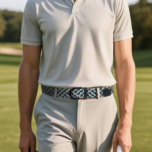 Image of Mile High Life | Braided Stretch Elastic Belts | Pin Oval Solid Black Belt Buckle | PU Loop End Tip Men /Women /Junior Belt