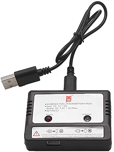 YUNIQUE GREEN-CLEAN-POWER - USB Balance Charger for Lipo Battery 7.4V 1800mAh | Compatible with MJX B5W Bug 5W RC Drone, RC Helicopter | LED Indicator, Portable, Black, Plastic