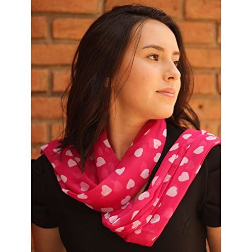 Cachecol Echarpe Xale Lenço Estampada Coração Feminino Estilo Moda Outono Inverno Festa Luxo (Rosa)