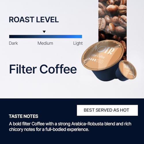 Image of Noir's Filter Coffee Pods | Arabica-Robusta Blend with Rich Chicory Notes | Full-Bodied Flavor | Dolce Gusto Compatible Pods | Pack of 10