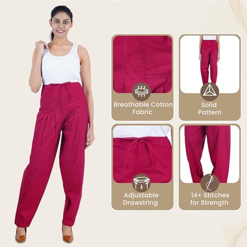 Image of Happy Bunny Salwar Pant for Women, Fine Cotton Ethnic Trousers with Drawstring Waist, Comfortable Daily, Office & Casual Wear Bottoms