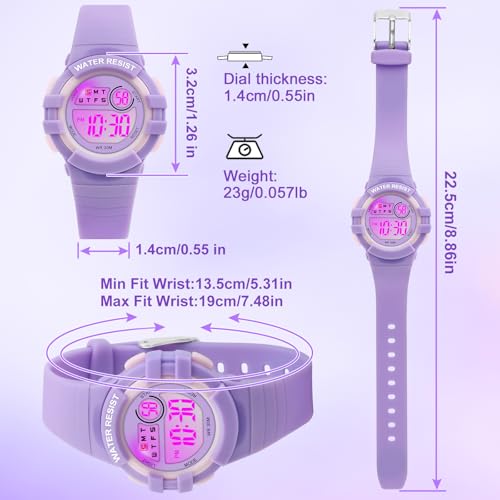 Image of Edillas Kids Watches Digital Girls Boys, 7 Colors Light Wrist Watch for Child Waterproof Sport Outdoor Multifunctional Wristwatches with Stopwatch /Alarm for Ages 4-15