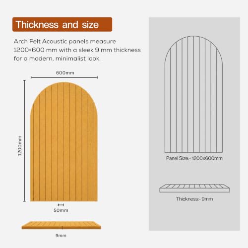Image of MMT Acoustix Arch Felt Acoustic Wall Panel | Sound Proofing for Room |Premium Acoustic Panel |Pin Board for Wall |Sound Absorbing Panels | Arch Felt Acoustic Wall Panel |Camel| 120 x 60 cm | 1 Pcs