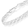 Miabella 925 Sterling Silver Italian 6-Strand Diamond-Cut 7mm Braided Herringbone Chain Bracelet for Women Teen Girls, 925 Italy (Length 7.25 Inches)