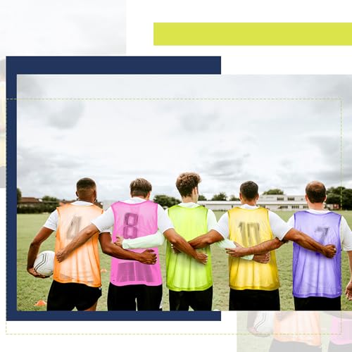 Image of Boyiee Pinnies Scrimmage Vests, Youth Pinnies Nylon Mesh Team Practice Jersey for Sports Basketball Soccer Football
