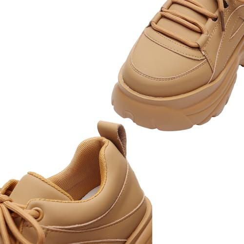 Women's High Platform Chunky Sneakers Lace-up Casual Dad Shoes3