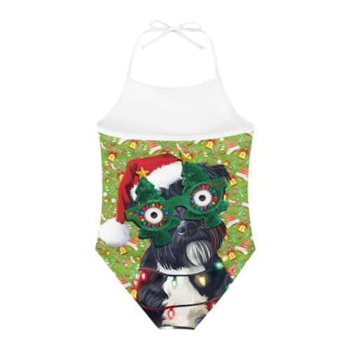 Image of Christmas Kids One-Piece Halter Swimsuits Beach Swimwear Bathing Suit for 3-10 Years Girls