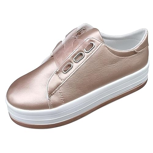 Ladmiple Sneakers for Women White Casual Women's Slip on Sneakers Leather Shoes Fashion Casual Dressy Summer Low Top Comfortable Platform Flats Walking Loafers