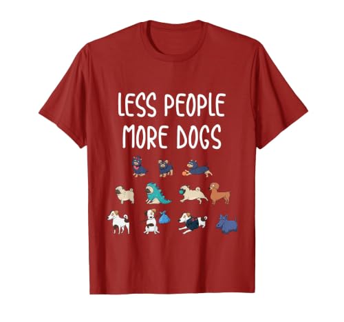 Funny Pet Less People More Dogs T-Shirt T-Shirt, Men, Cranberry Red, X-Large