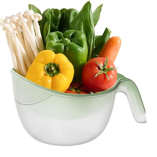 Cesta de lavado de frutas, cesta de drenaje de frutas de doble capa, enjuague de frutas, colador de arroz, recipiente de alimentos para lavar frutas y verduras