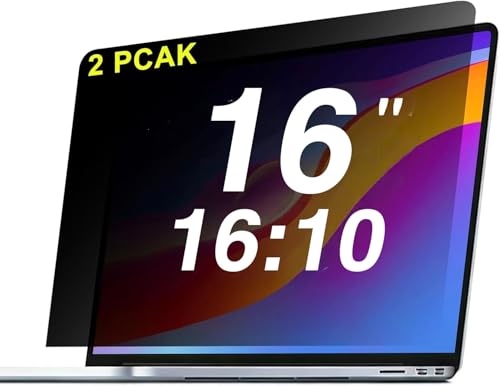 ZpTsarinal 2 pack 16 Inch Laptop Privacy Screen Protector 16:10 Aspect Removable Anti-Glare Blue Light Filter Protector - Scratch Resistant Data Privacy Screen Protecto