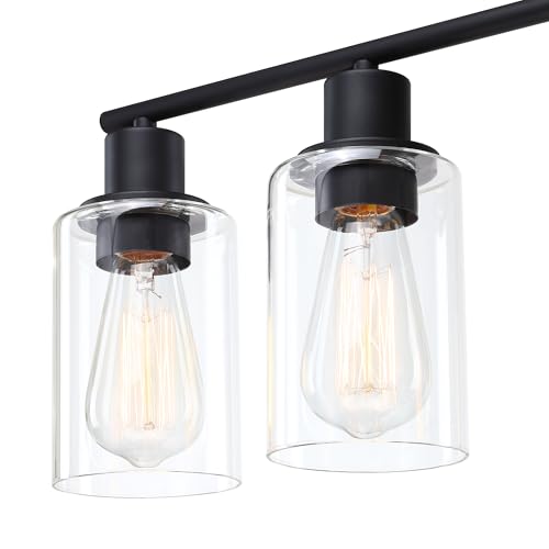 Image of 5-Light Black Bathroom Vanity Light Fixture Over Mirror - 5 Bulb Black Wall Sconce for Bathroom Bedroom Hallway Wall Mount Fixture Over Kitchen Sink