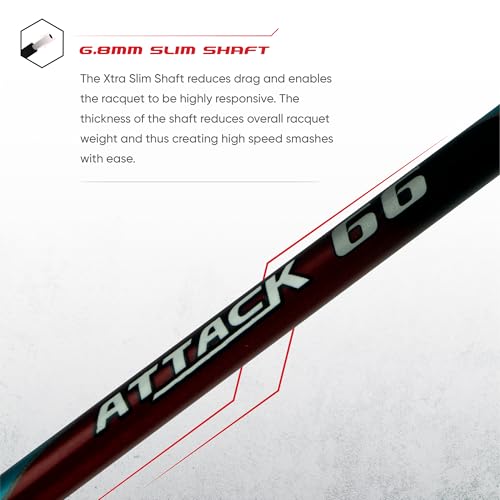 Apacs Attack 66 35LBS 5U Badminton Racket Red 15.88 kg - Image 7