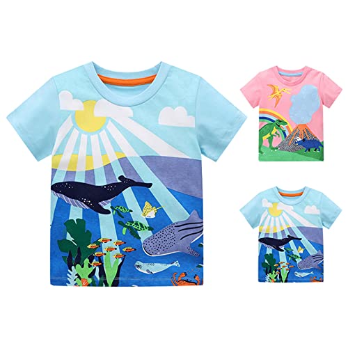 Toddler Girls Boys Graphic T-Shirt Short Sleeve Crewneck T Shirts Cute Shar𝐤 Printed Shirts Cotton Kids Summer Tee Tops3
