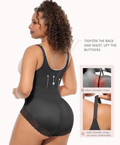 FeelinGirl Women\'s Faja Body Shaper Postpartum Fajas Colombianas Shapewear Tummy Control Body Shaper Butt Lift Bodysuit Black XXL