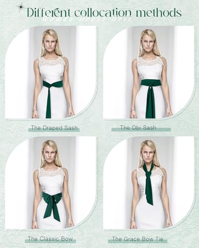 Image of Glitopper Women Chiffon Sash Belt Dress Sash Waist Bridal Wedding Belt 50s Accessories 3'' Wide