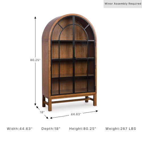 Image of Signature Design by Ashley Basinger Glass Door Display Cabinet, Brown