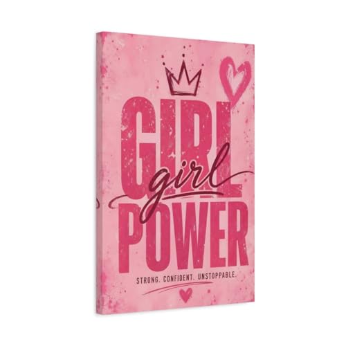 Toile canvas rose Fairytale Girl Power pour inspirer les filles dans leur chambre