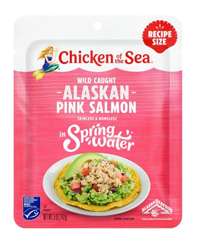 Chicken of the Sea Alaskan Pink Salmon in Spring Water, 5 Ounce Packet (Pack of 1), Wild Caught Salmon, Skinless &amp; Boneless