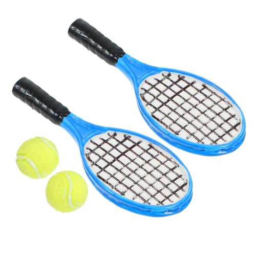 ERINGOGO 4 Piezas Mini Tenis con Raquetas y Decorativas para Casa de Muñecas Accesorios de Micro Tenis Resistentes y Adorables para Escritorio y Infantiles Color Aleatorio