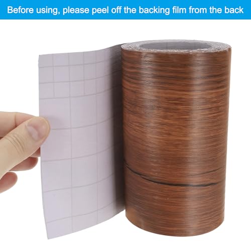 Image of PATIKIL Wood Grain Repair Tape 4.7in x33ft, Self Adhesive Realistic Textured Repair Tape Patch for Floor Door Table Cabinets Desk, Red Bean Pine