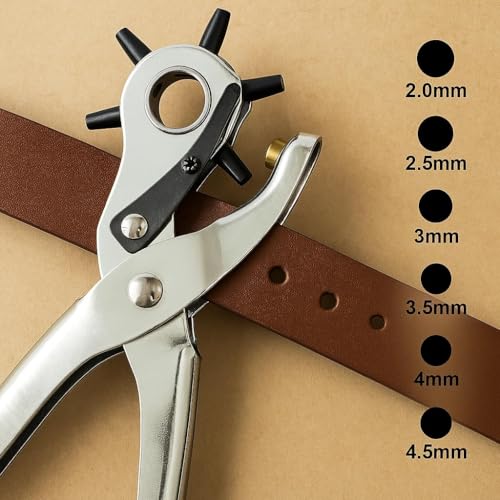Image of Inditrust 3 in 1 Belt Hole Punch Plier Kit - Leather Hole Punch Tool with Eyelet & Snap Button Setting Pliers - Heavy Duty Hand Tool for Belts, Watch Bands, Leather Craft, Fabric, Paper & DIY