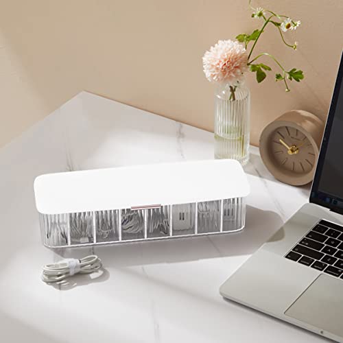 Tonxus Caixa de gerenciamento de cabos de plástico com 8 abraçadeiras, organizador de cabos de alime