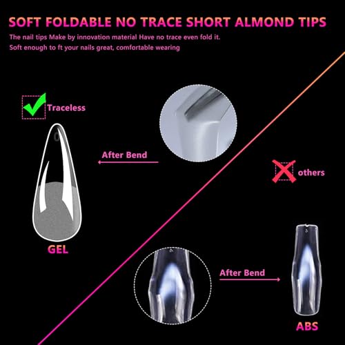 Stiletto Fake Nail Tips - 504Pcs Pre-Shaped Stiletto Gelly Tips for Full Cover Acrylic Nail Extensions, French Style, 12 Sizes - Perfect for DIY Salon or Professional Use