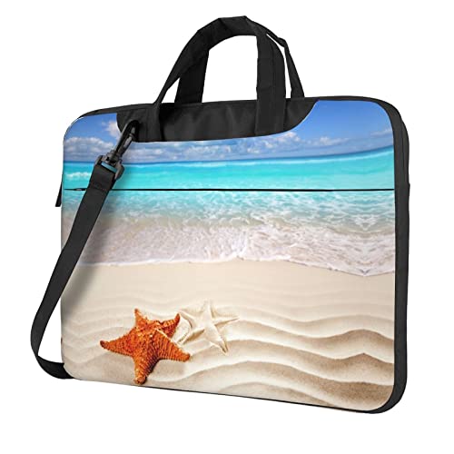 Sacoche ordinateur 13 14 pouces bandoulière sac pc portable housse etoile de mer ocean