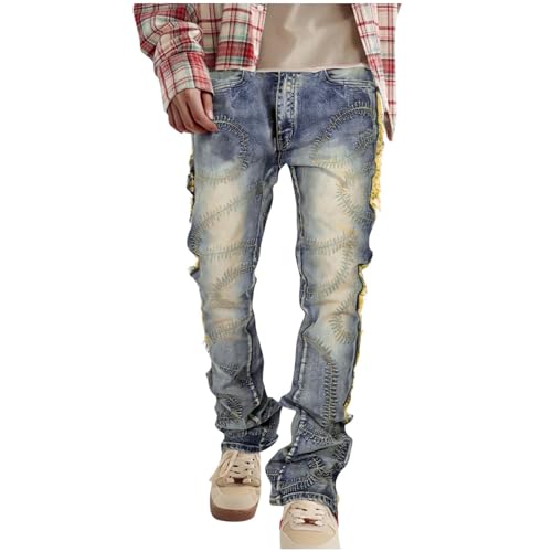 Mens Baggy Jeans Casual Stylish Blue Wide Leg Jeans Hip Hop Pants Oversized Work Carpenter Denim Pants Y2k Clothes