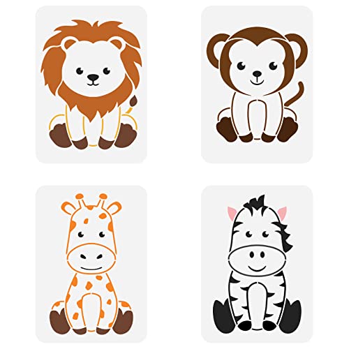 FINGERINSPIRE Nursery Animal Stencil 4PCS 11.7x8.3 inch Plastic PET Lion ...