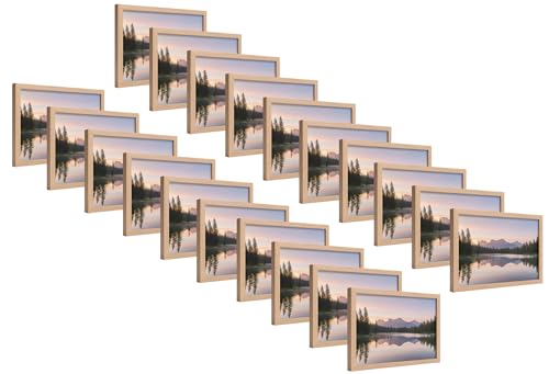 Image of 4x6 Inch Wooden Photo Frame | Fits 4x6 Photos | 0.5 mm Unbreakable Acrylic Front | Wall & Tabletop Display | Lightweight Gallery Style Frame for Home & Office (20, Natural Wood Finish)