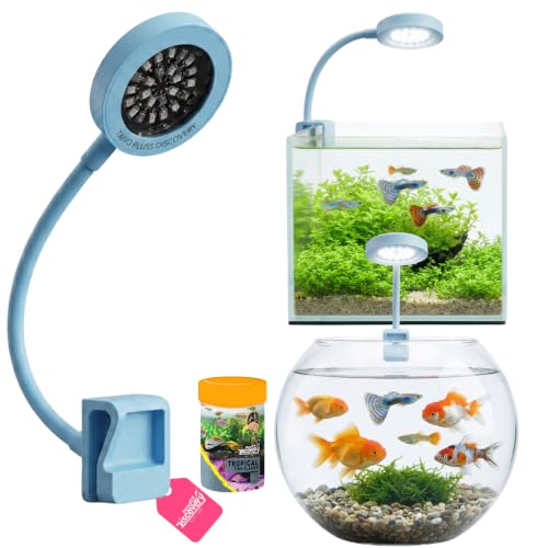Image of Taiyo Pluss Discovery Aquarium LED Clip-On Light - 6W + Free Flakes Fish Food (10 g) | Full Spectrum Lighting | for Betta Bowls, Planted & Nano Aquariums | Suitable for 10-20 L Tanks up to 1.5 Feet
