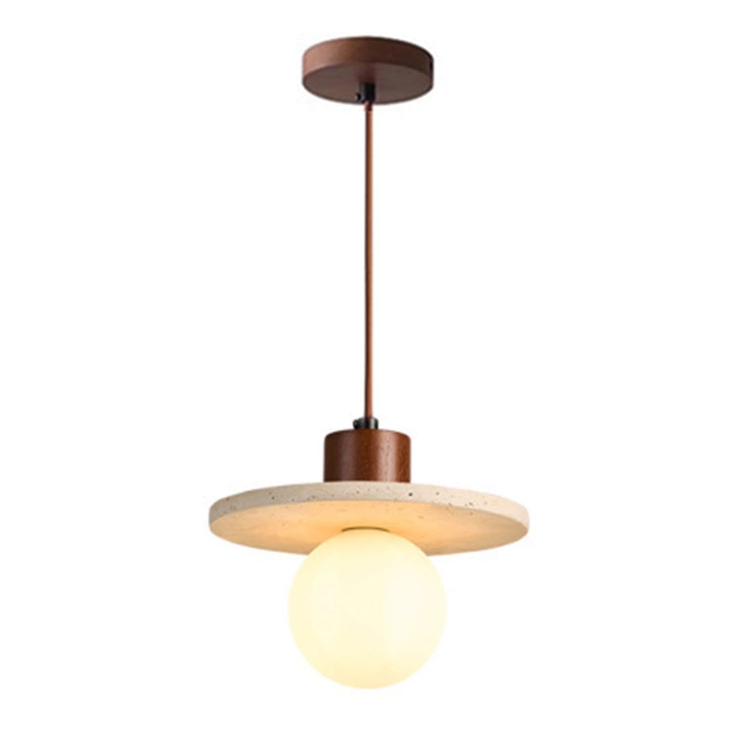 MTNROO Travertine Stone Hanging Light Fixture Circular Pendant Ceiling Lamp Home Décor Lighting Natural Porous Travertine G9 Base Wabi-sabi Style Vintage Hard-Wired for Bedroom Home Bedside