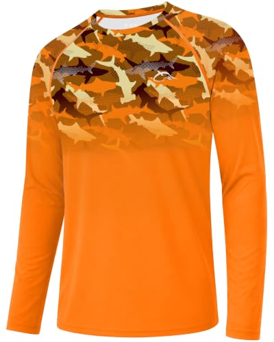 Image of FISHEAL Mens Long Sleeve Fishing Camo Shirts, UPF 50+ Sun Swim Rash Guard