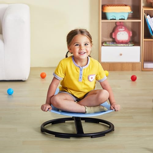 Image of VEVOR Elephant Kids Swivel Chair, 220 LBS Capacity, 360 Spinning Chair, Autistic Kids Sensory Toy Chair with Non-Slip Metal Base, Toddler Sit and Spin for Coordination Balance Focus Blue