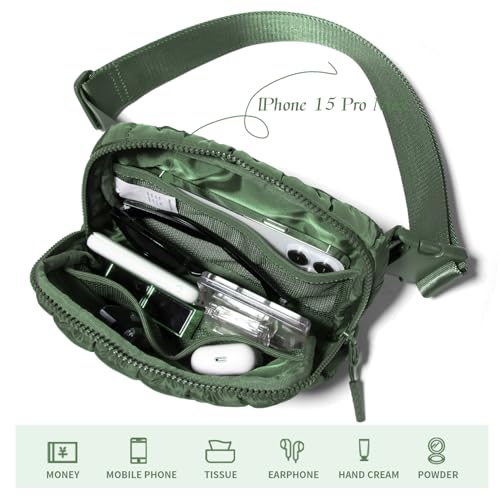 Image of Gitus Trending Gifts for Women Puffer Crossbody Bags for Women Belt Bag Fanny Pack with Adjustable Straps Lightweight Quilted Puffy Bag Woman Gifts (Green)