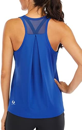ICTIVE Workout Tops for Women Loose fit Racerback Tank Tops for Women Mesh Backless Muscle Tank Running Tank Tops Workout Tank Tops for Women Yoga Tops Athletic Exercise Gym Tops Royal Blue M