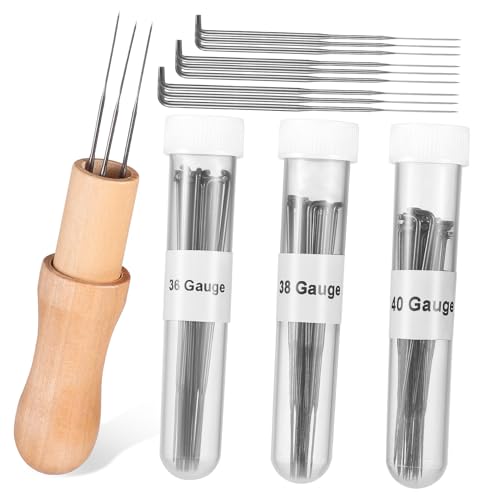 ERINGOGO Beginner Kit 100pcs Felting Needles Set Wooden Handles for Needle Felting Projects