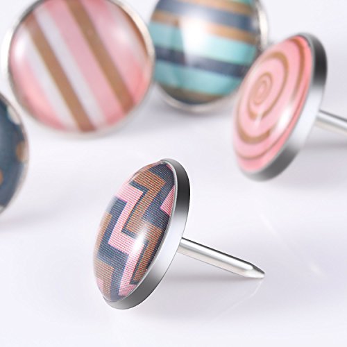 TecUnite Creative Fashion Push Pins Decorative Thumbtacks for Wall Maps, Photos, Bulletin Board or Cork Boards, 8 Different Patterns, 80 Pieces (Multicolor B),Pink,S